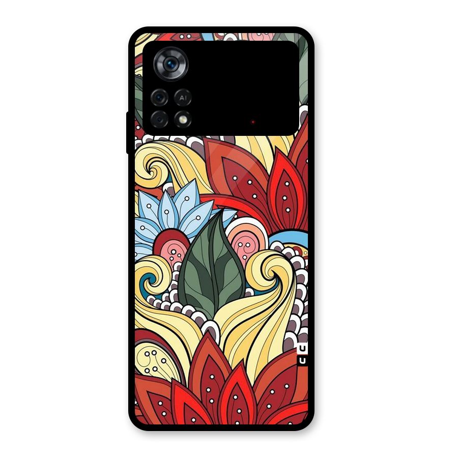 Cute Doodle Glass Back Case for Poco X4 Pro 5G