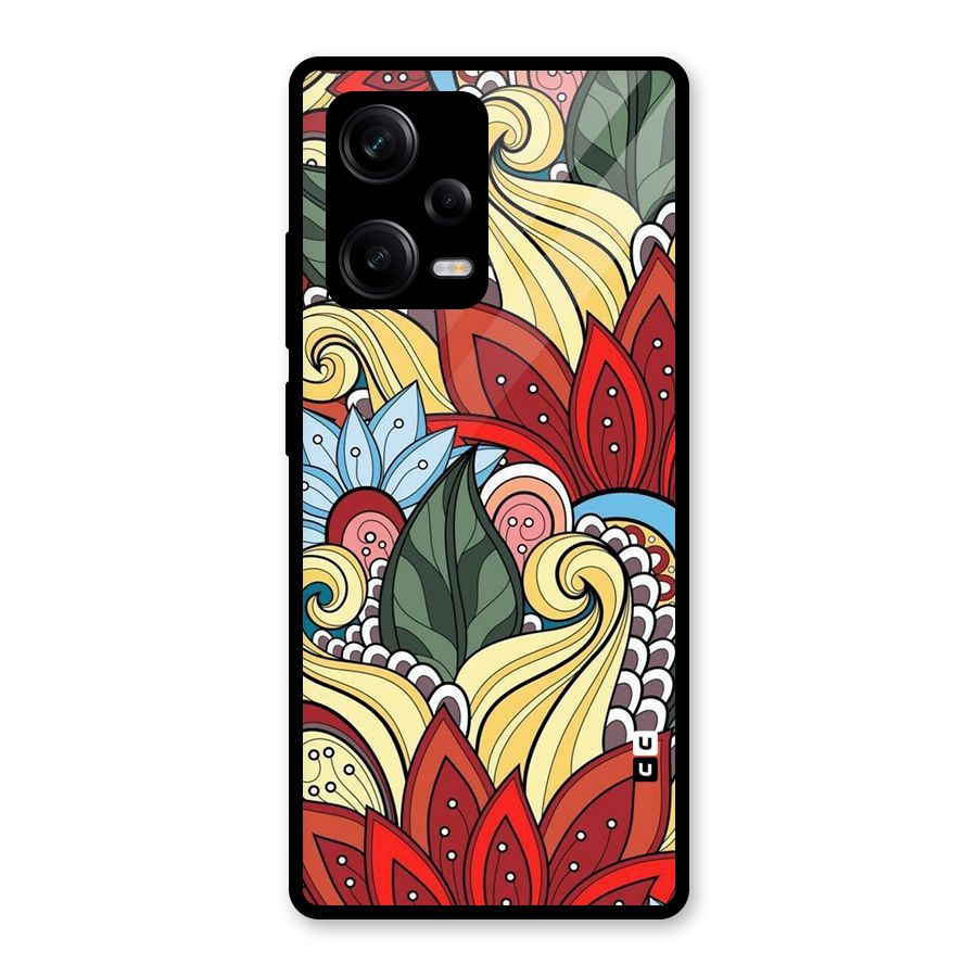 Cute Doodle Glass Back Case for Redmi Note 12 Pro