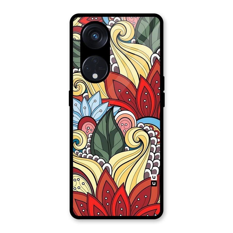 Cute Doodle Glass Back Case for Reno8 T 5G