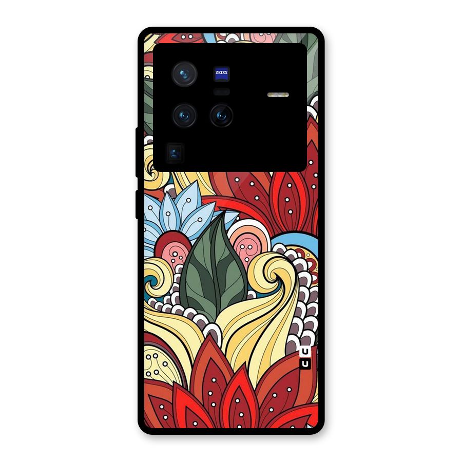 Cute Doodle Glass Back Case for Vivo X80 Pro