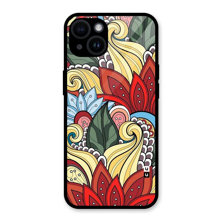 Cute Doodle Glass Back Case for iPhone 14