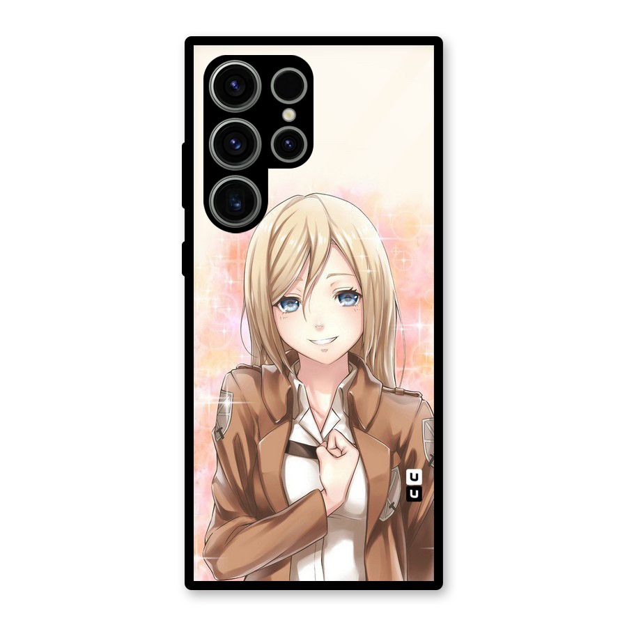 Cute Girl Art Glass Back Case for Galaxy S23 Ultra