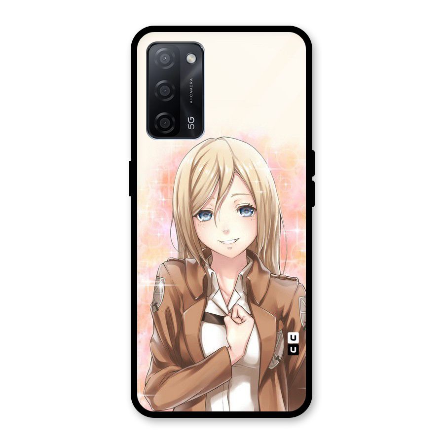 Cute Girl Art Glass Back Case for Oppo A53s 5G