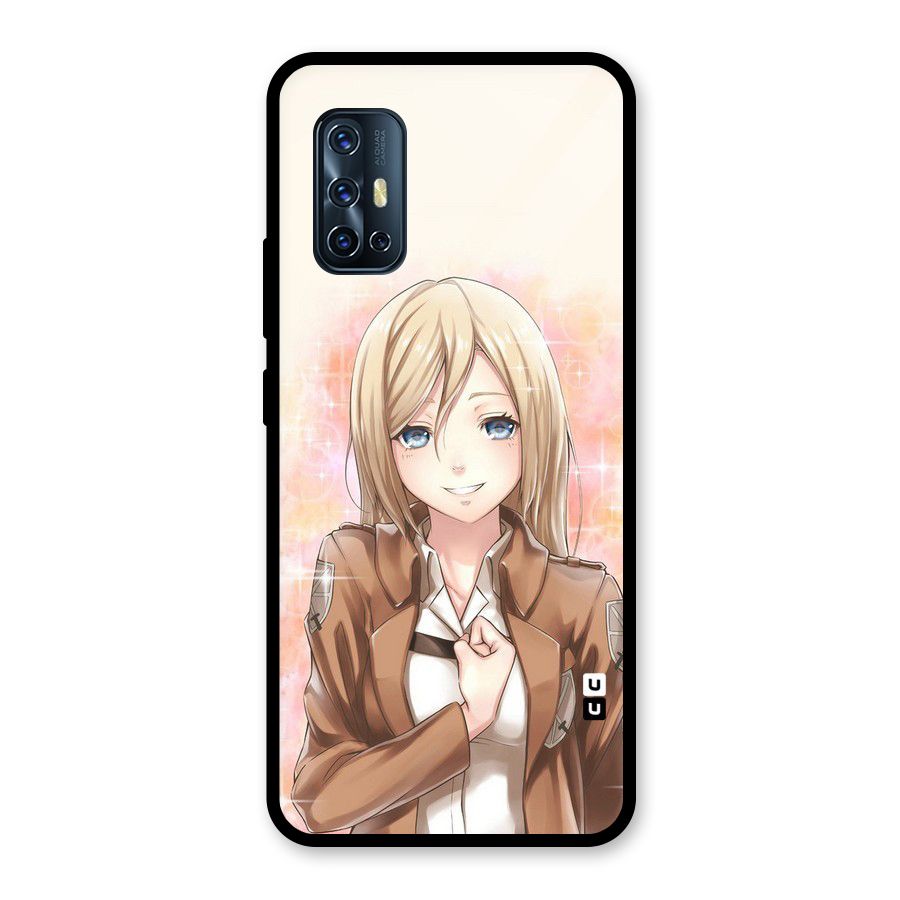 Cute Girl Art Glass Back Case for Vivo V17