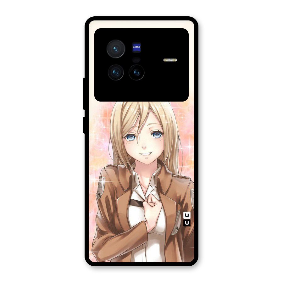 Cute Girl Art Glass Back Case for Vivo X80