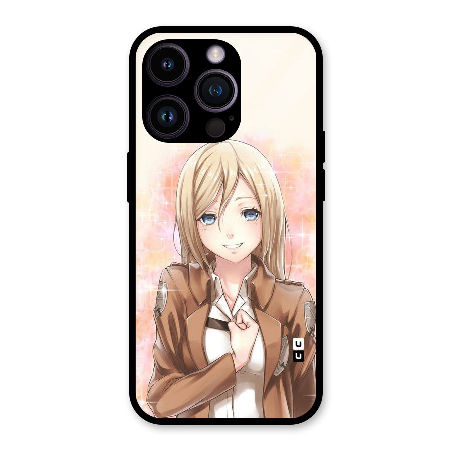 Cute Girl Art Glass Back Case for iPhone 14 Pro