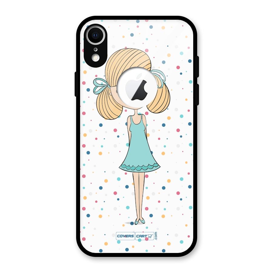 Cute Girl Glass Back Case for iPhone XR Logo Cut