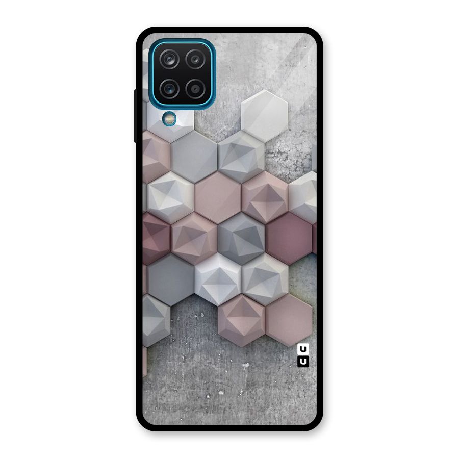 Cute Hexagonal Pattern Glass Back Case for Galaxy A12