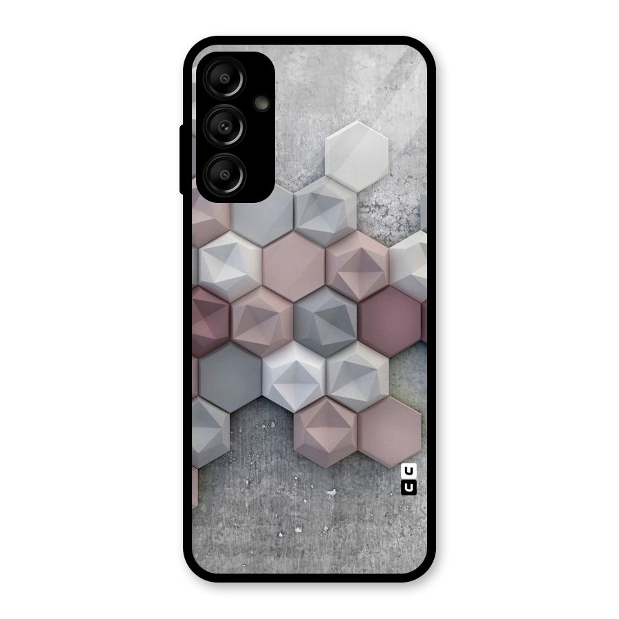 Cute Hexagonal Pattern Glass Back Case for Galaxy A14 5G