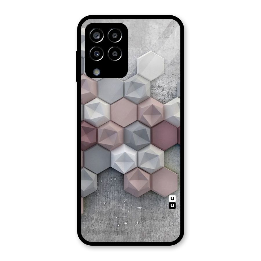 Cute Hexagonal Pattern Glass Back Case for Galaxy M33