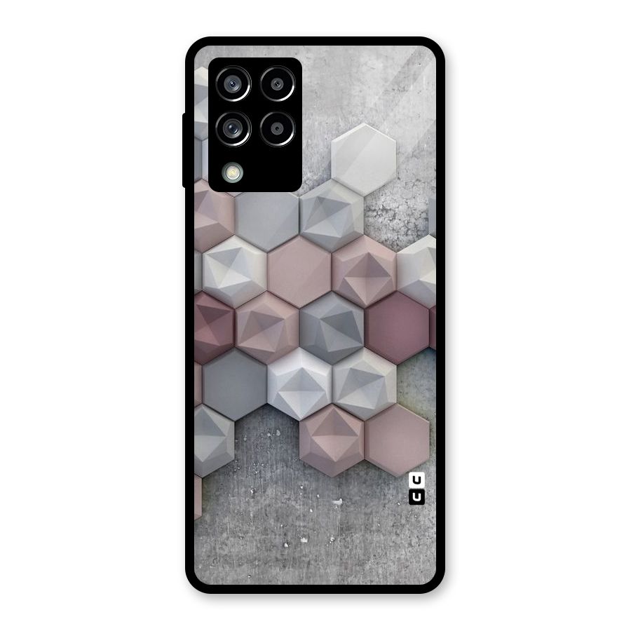 Cute Hexagonal Pattern Glass Back Case for Galaxy M53 5G
