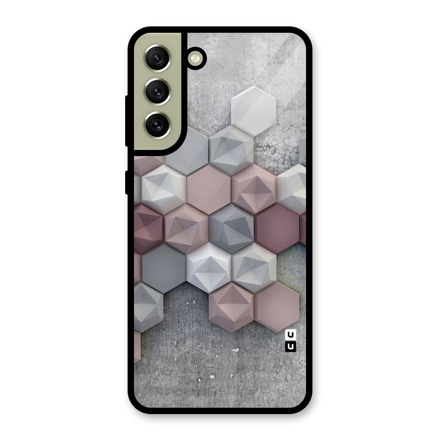 Cute Hexagonal Pattern Glass Back Case for Galaxy S21 FE 5G