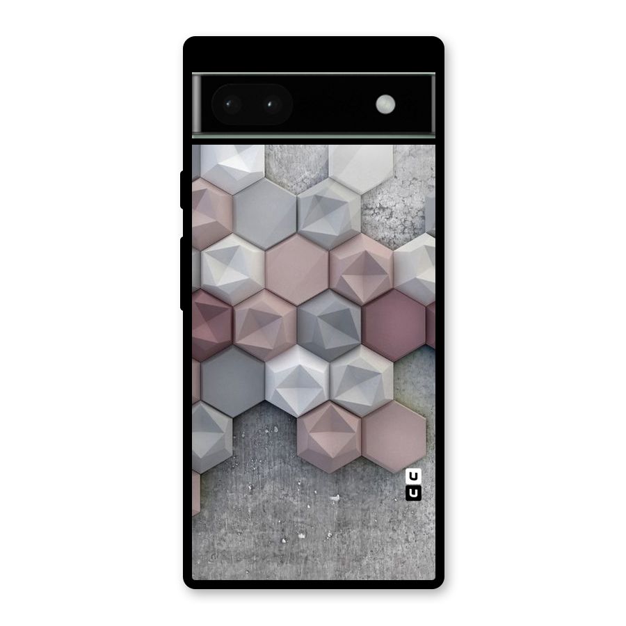 Cute Hexagonal Pattern Glass Back Case for Google Pixel 6a