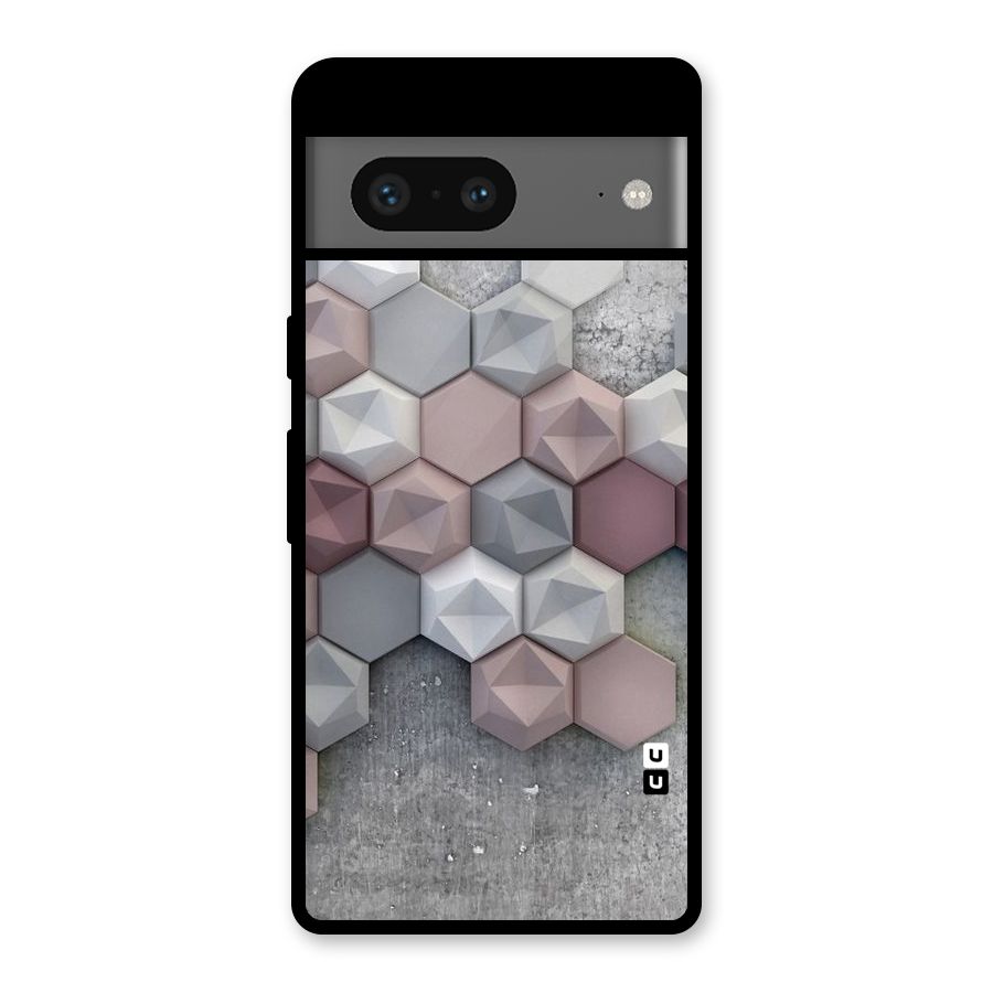 Cute Hexagonal Pattern Glass Back Case for Google Pixel 7