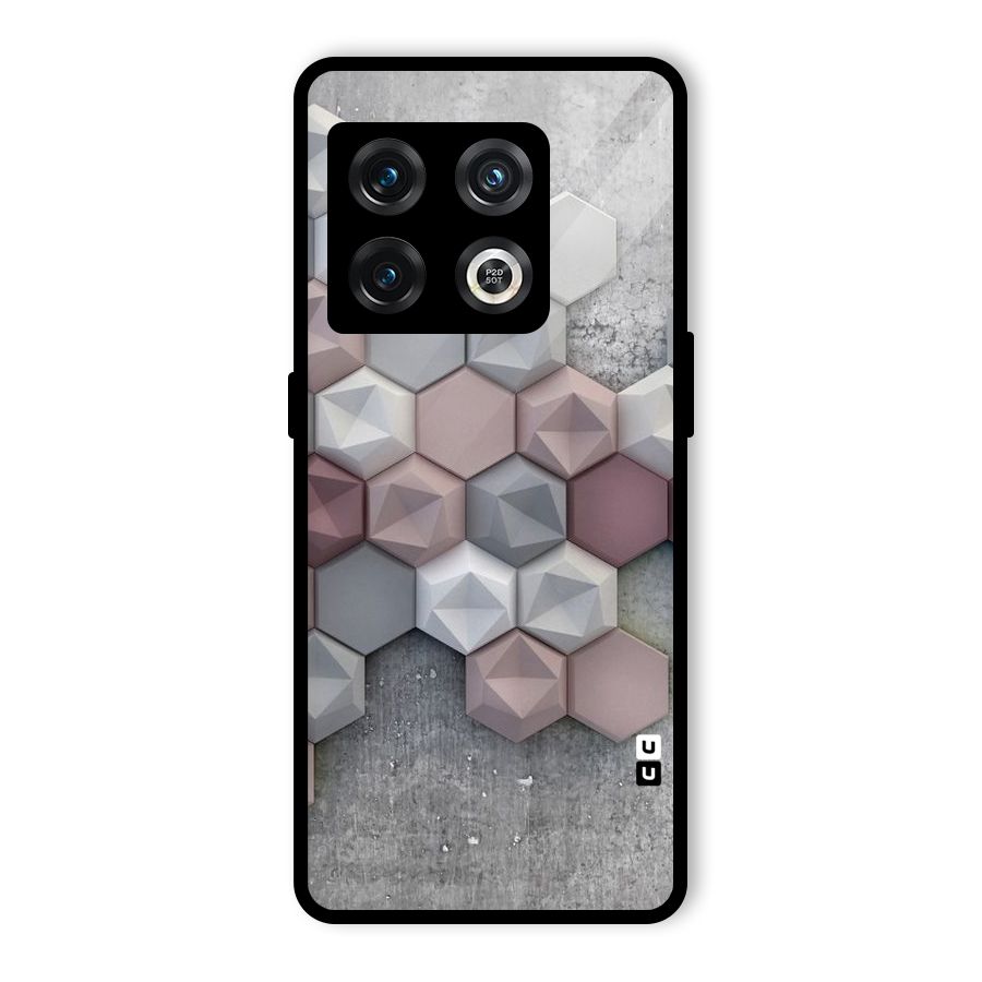 Cute Hexagonal Pattern Glass Back Case for OnePlus 10 Pro 5G