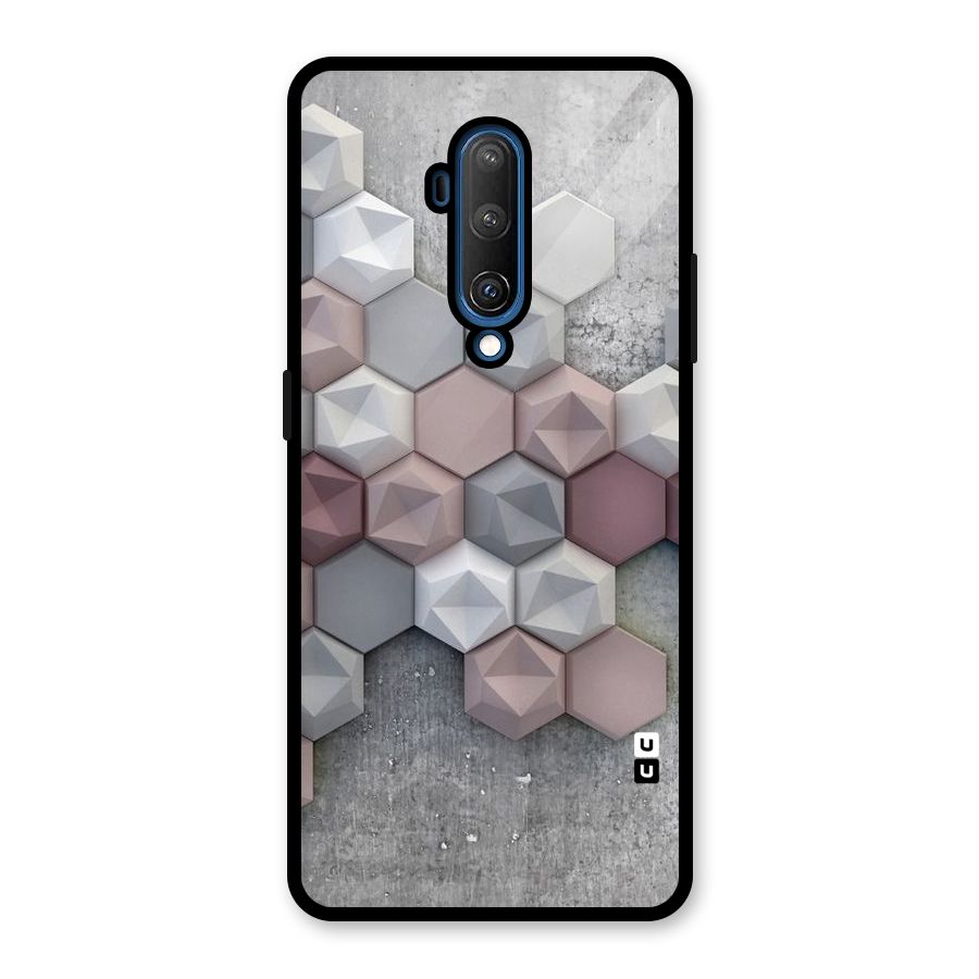 Cute Hexagonal Pattern Glass Back Case for OnePlus 7T Pro