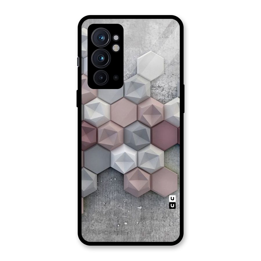 Cute Hexagonal Pattern Glass Back Case for OnePlus 9RT 5G