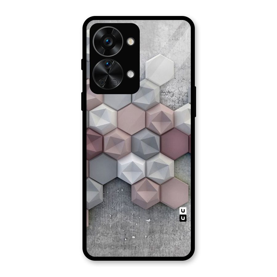 Cute Hexagonal Pattern Glass Back Case for OnePlus Nord 2T