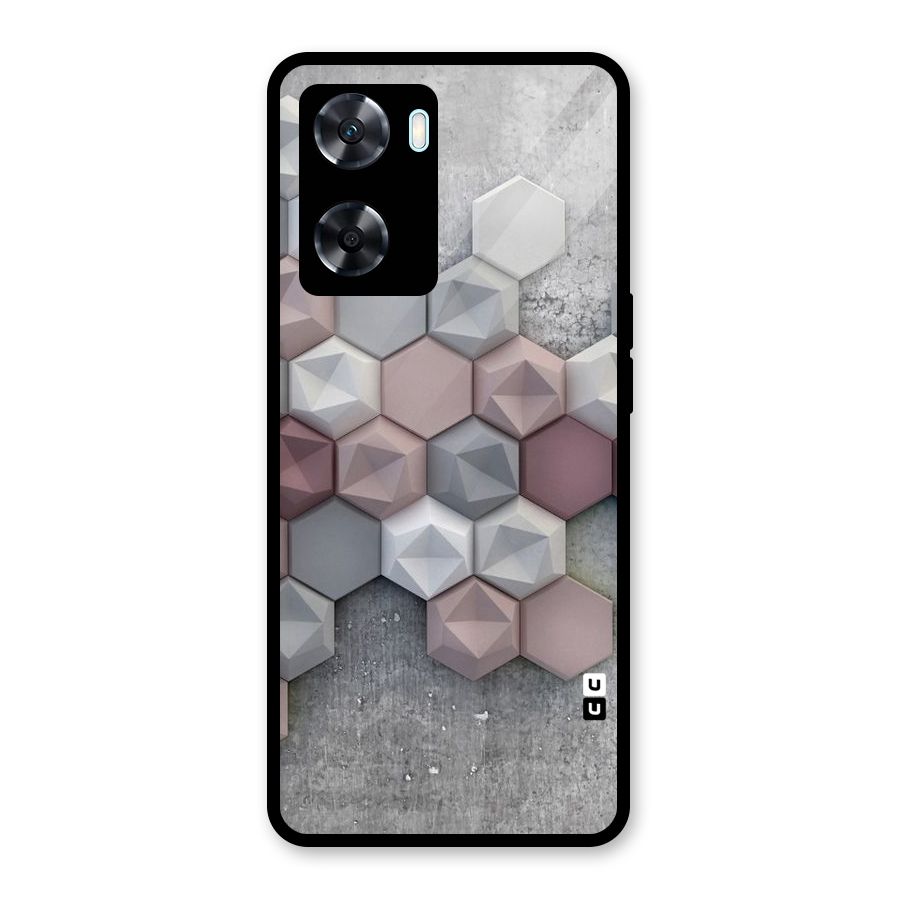 Cute Hexagonal Pattern Glass Back Case for Oppo A77