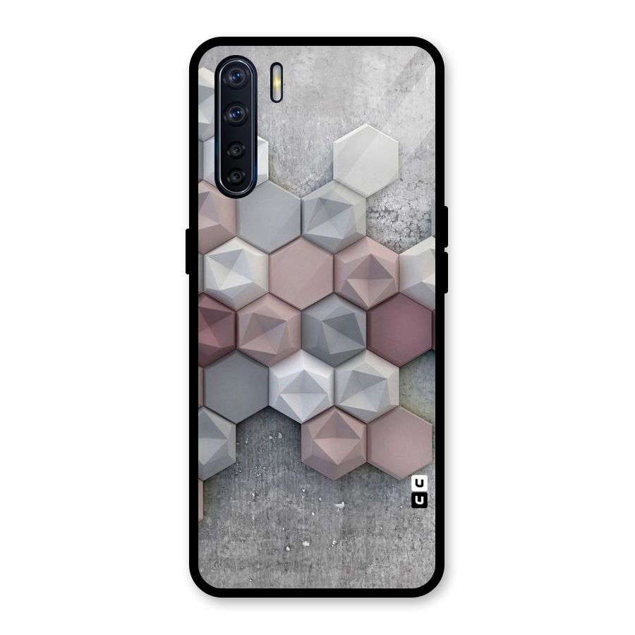 Cute Hexagonal Pattern Glass Back Case for Oppo F15