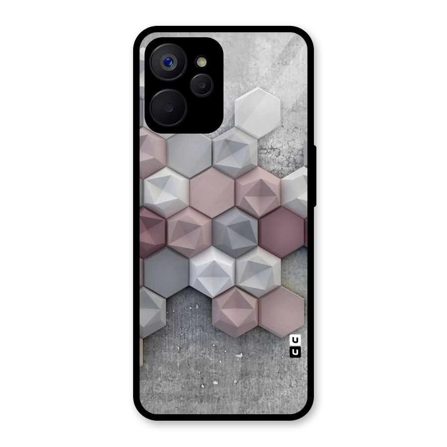 Cute Hexagonal Pattern Glass Back Case for Realme 9i 5G
