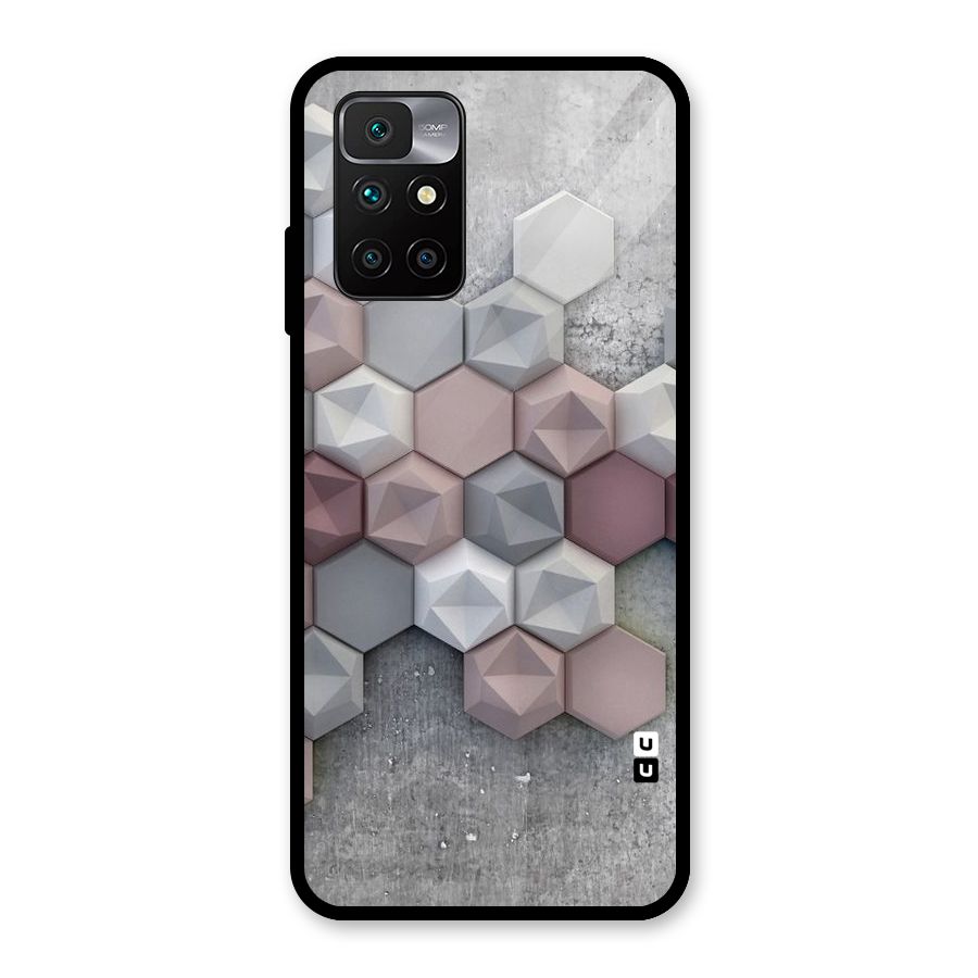 Cute Hexagonal Pattern Glass Back Case for Redmi 10 Prime