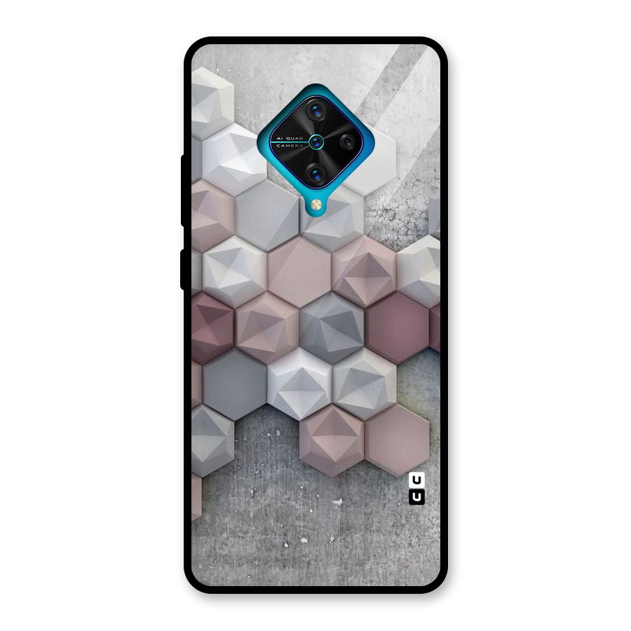 Cute Hexagonal Pattern Glass Back Case for Vivo S1 Pro
