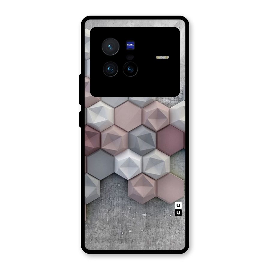 Cute Hexagonal Pattern Glass Back Case for Vivo X80
