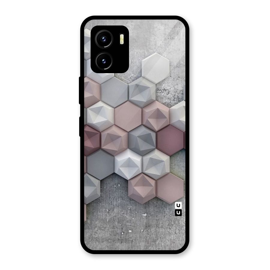 Cute Hexagonal Pattern Glass Back Case for Vivo Y15s
