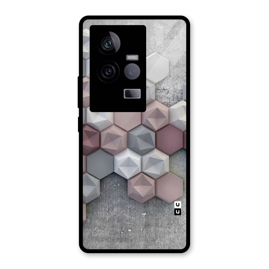 Cute Hexagonal Pattern Glass Back Case for Vivo iQOO 11 5G