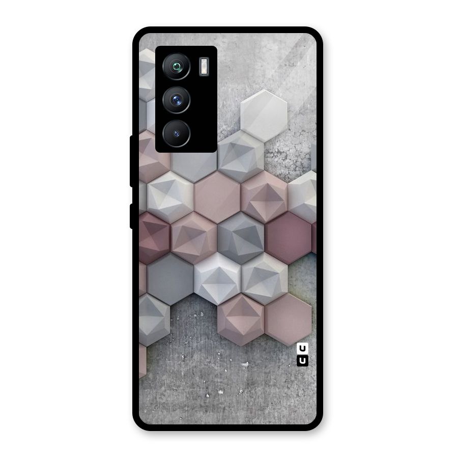 Cute Hexagonal Pattern Glass Back Case for Vivo iQOO 9 SE