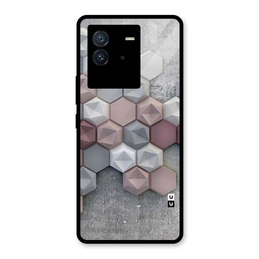 Cute Hexagonal Pattern Glass Back Case for Vivo iQOO Neo 6 5G