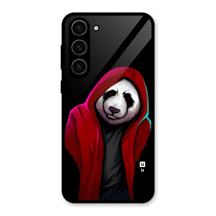 Cute Hoodie Panda Glass Back Case for Galaxy S23 Plus