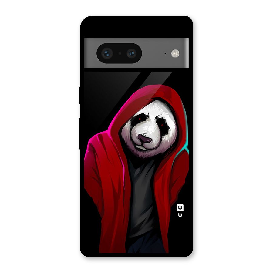 Cute Hoodie Panda Glass Back Case for Google Pixel 7