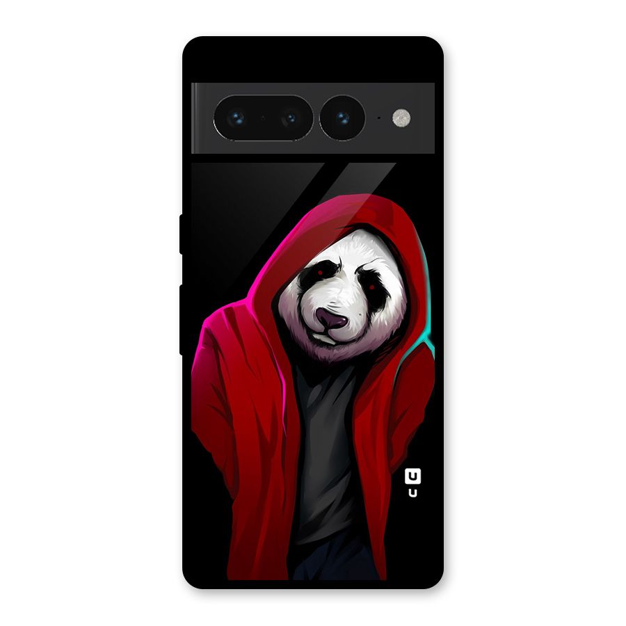 Cute Hoodie Panda Glass Back Case for Google Pixel 7 Pro