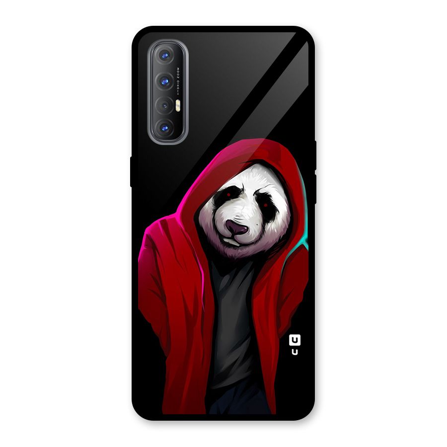 Cute Hoodie Panda Glass Back Case for Oppo Reno3 Pro