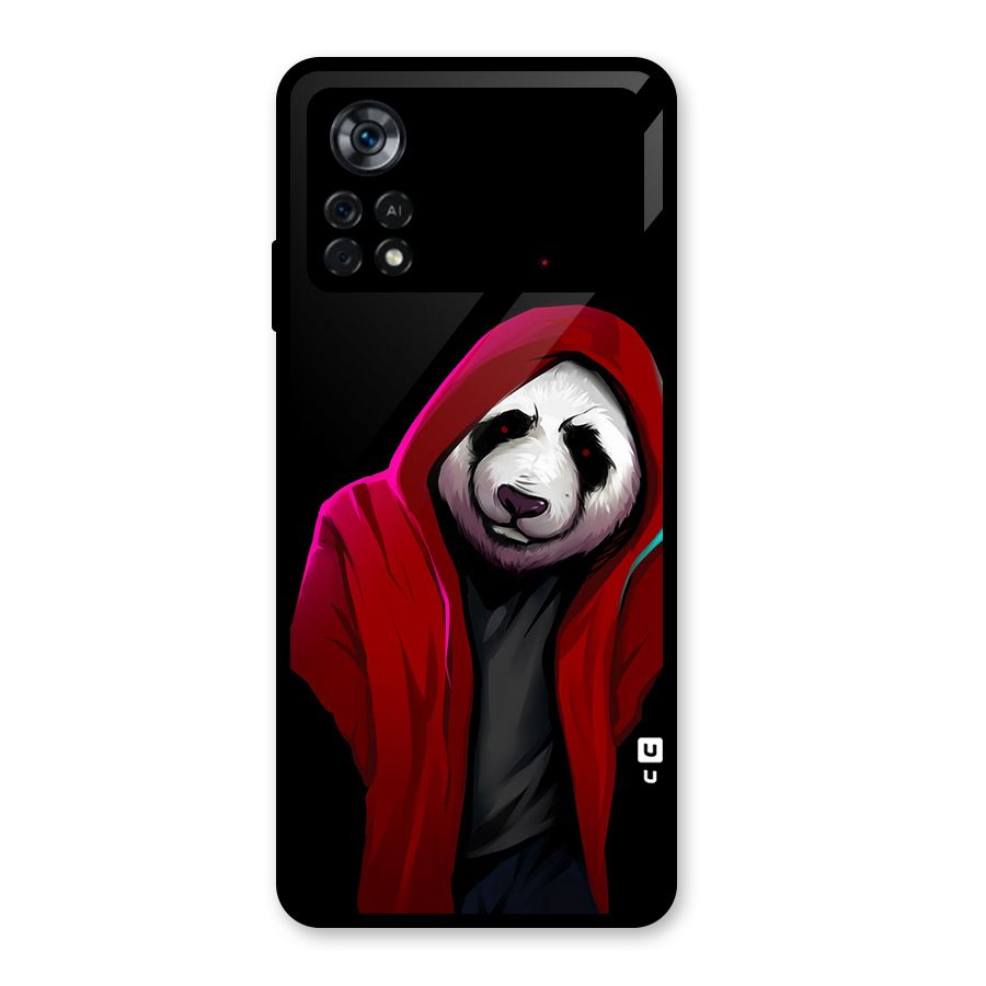 Cute Hoodie Panda Glass Back Case for Poco X4 Pro 5G