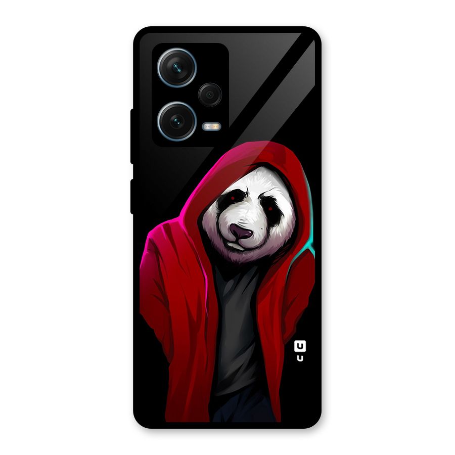 Cute Hoodie Panda Glass Back Case for Redmi Note 12 Pro Plus 5G