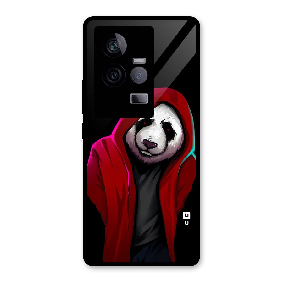 Cute Hoodie Panda Glass Back Case for Vivo iQOO 11 5G