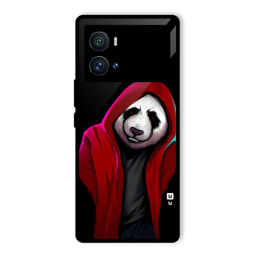 Cute Hoodie Panda Glass Back Case for Vivo iQOO 9 Pro