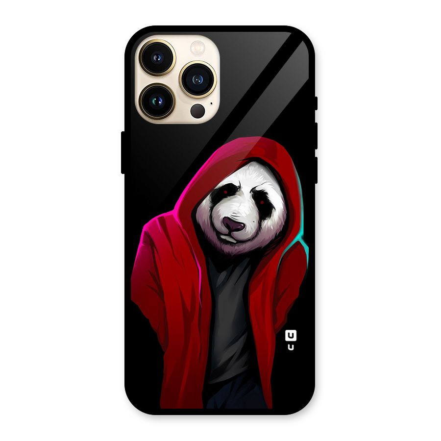 Cute Hoodie Panda Glass Back Case for iPhone 13 Pro Max
