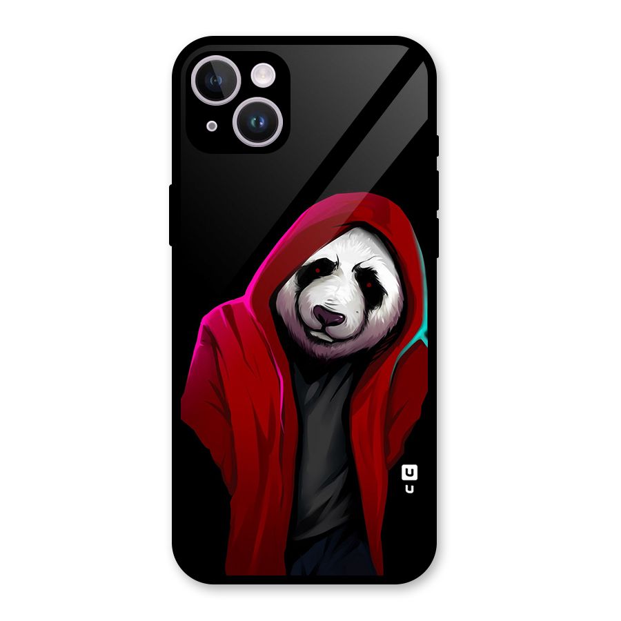 Cute Hoodie Panda Glass Back Case for iPhone 14 Plus