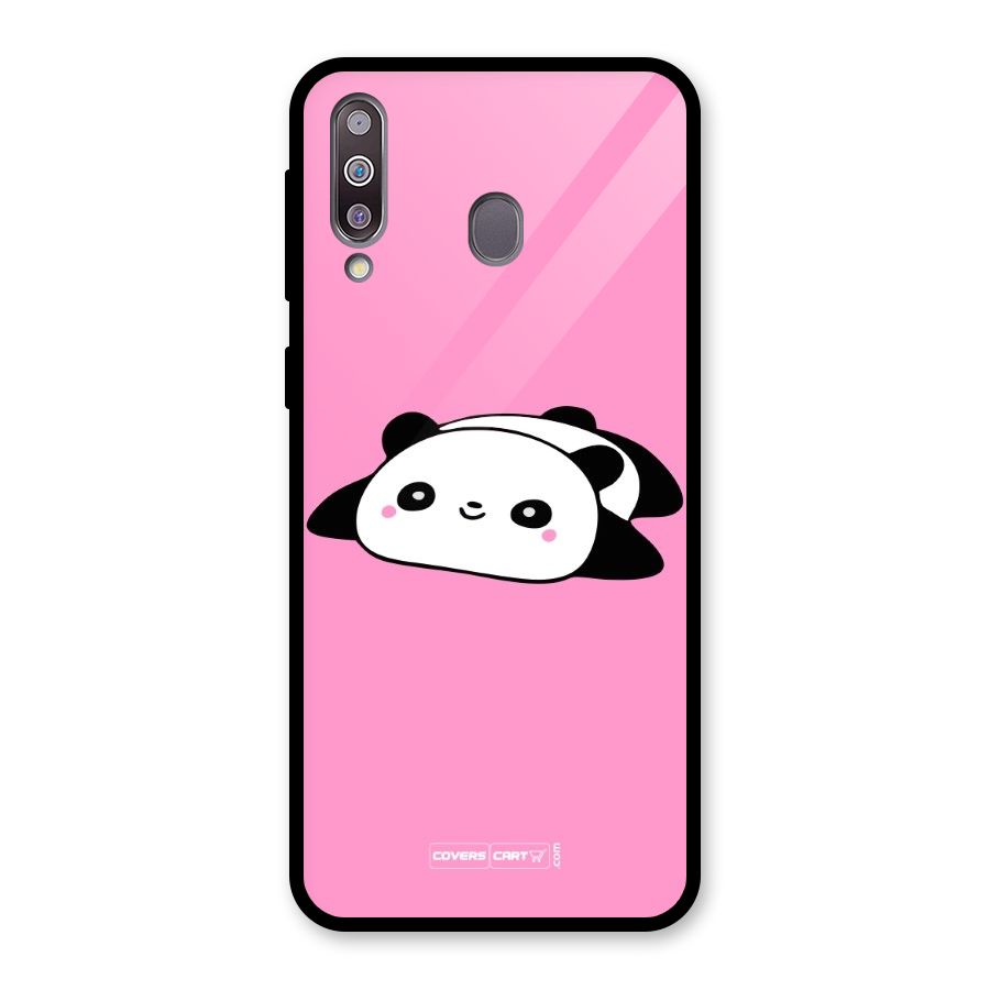 Cute Lazy Panda Glass Back Case for Galaxy M30