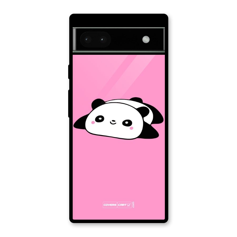 Cute Lazy Panda Glass Back Case for Google Pixel 6a