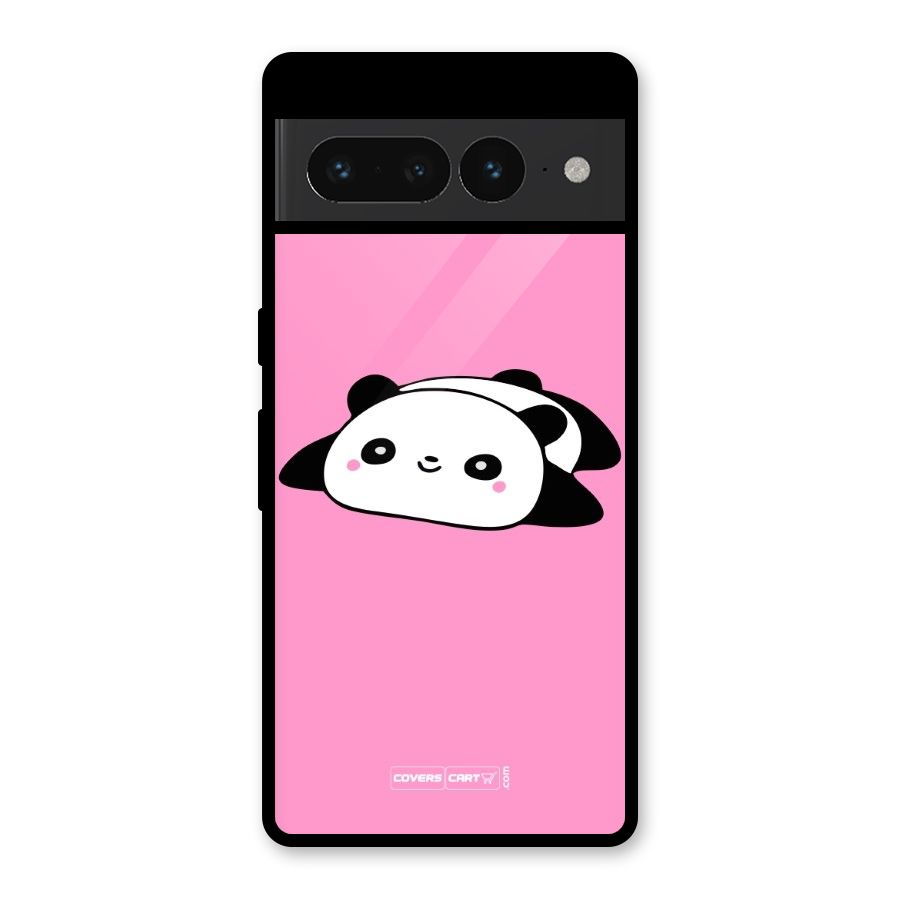 Cute Lazy Panda Glass Back Case for Google Pixel 7 Pro