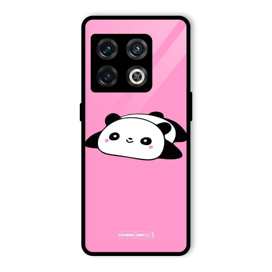 Cute Lazy Panda Glass Back Case for OnePlus 10 Pro 5G