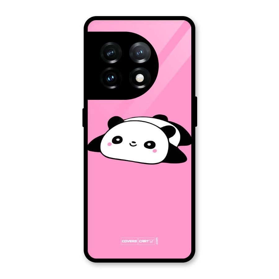 Cute Lazy Panda Glass Back Case for OnePlus 11