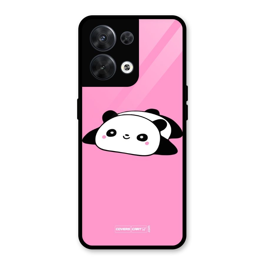 Cute Lazy Panda Glass Back Case for Oppo Reno8 5G