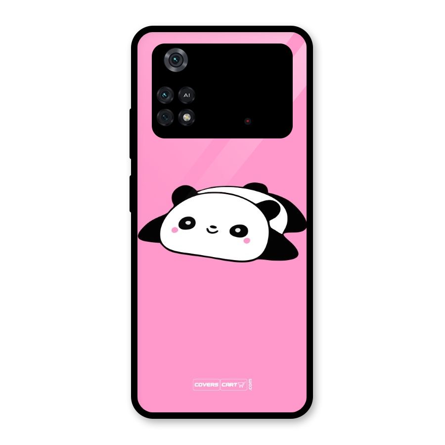 Cute Lazy Panda Glass Back Case for Poco M4 Pro 4G