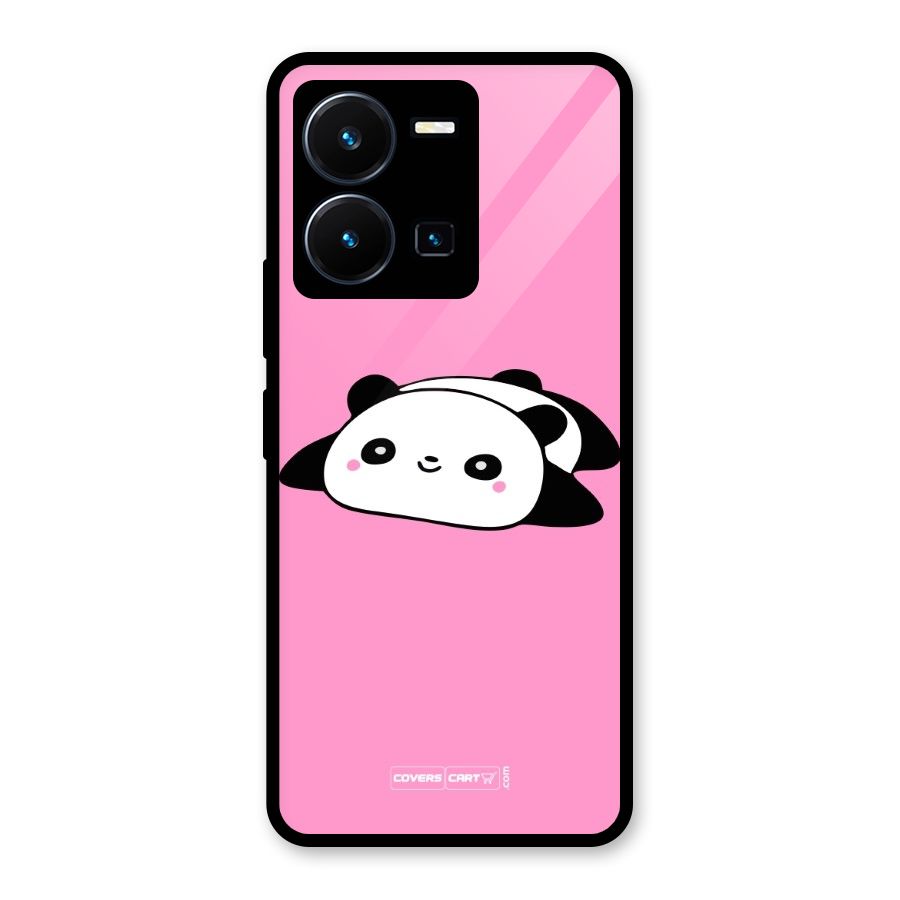 Cute Lazy Panda Glass Back Case for Vivo Y35